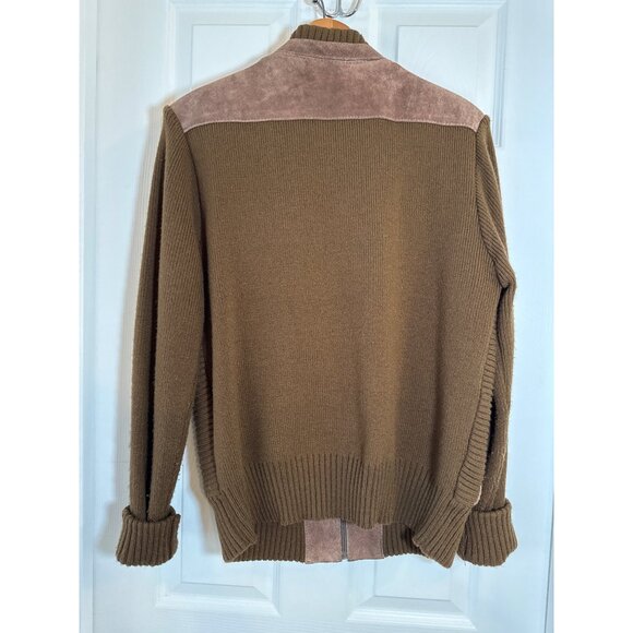 Vintage Richman Men's Chocolate Suede Knit Jacket Full Zip Front Sz Large Unisex - Picture 3 of 9